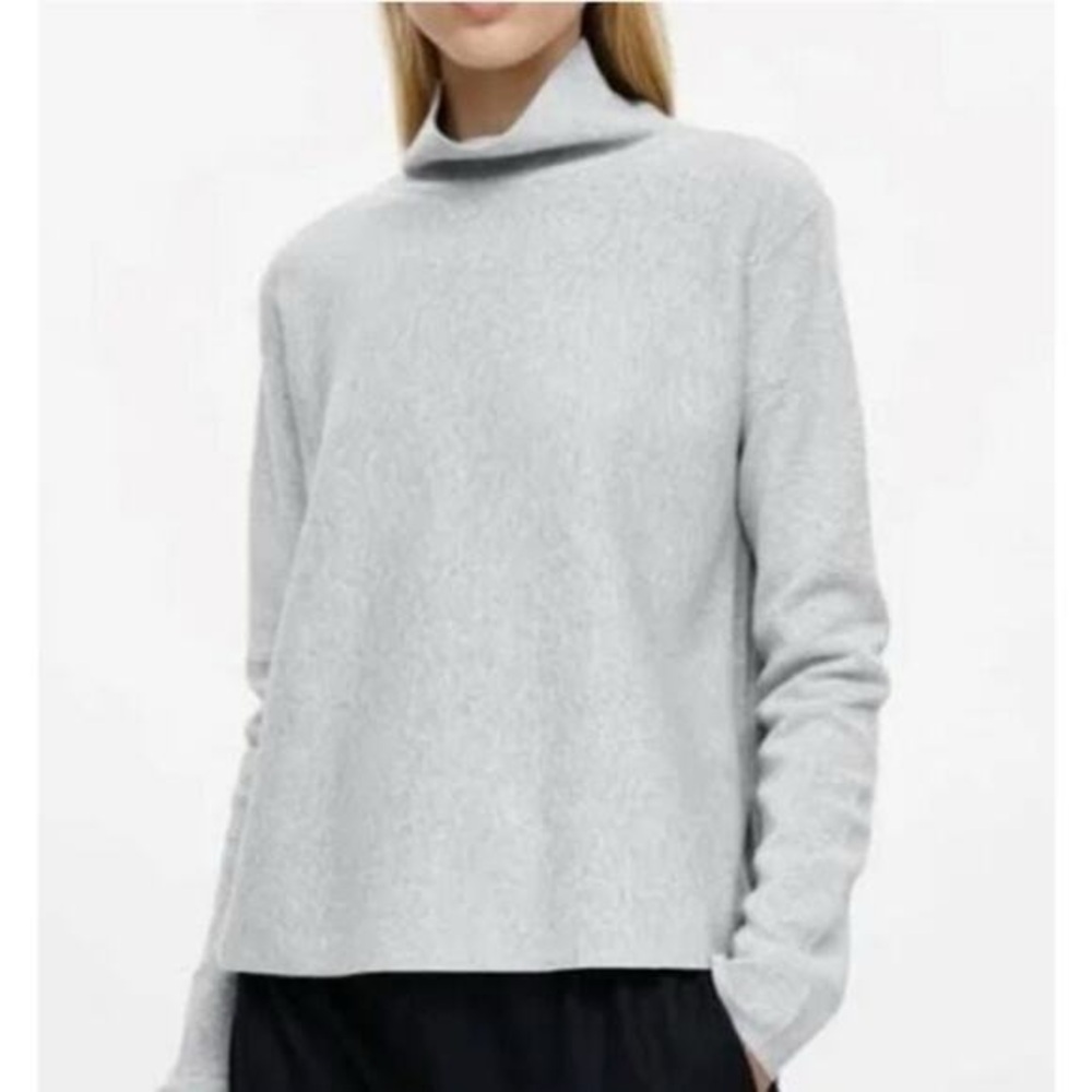 COS Mock- neck gray sweater 100% cotton quiet luxury XS